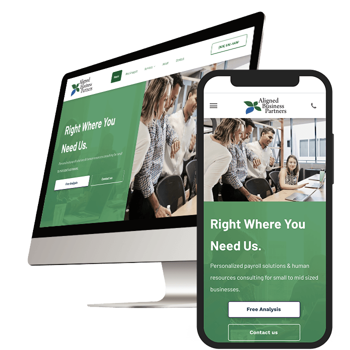 A computer and a cell phone are displaying a website for a company called right where you need us.