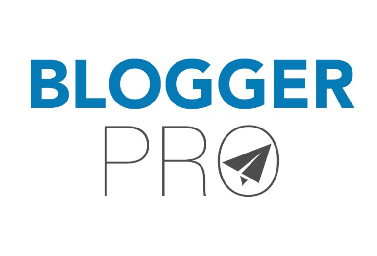 The logo for blogger pro shows a paper airplane in a circle.