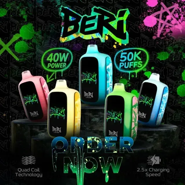 Beri Crush 50000, Beri Crush Vape, High-Capacity Disposable, 40W Vape, NWG Smoke Shop Miami, Best 50k Puff Vape.