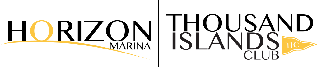 The horizon marina and thousand islands club logo is shown on a white background
