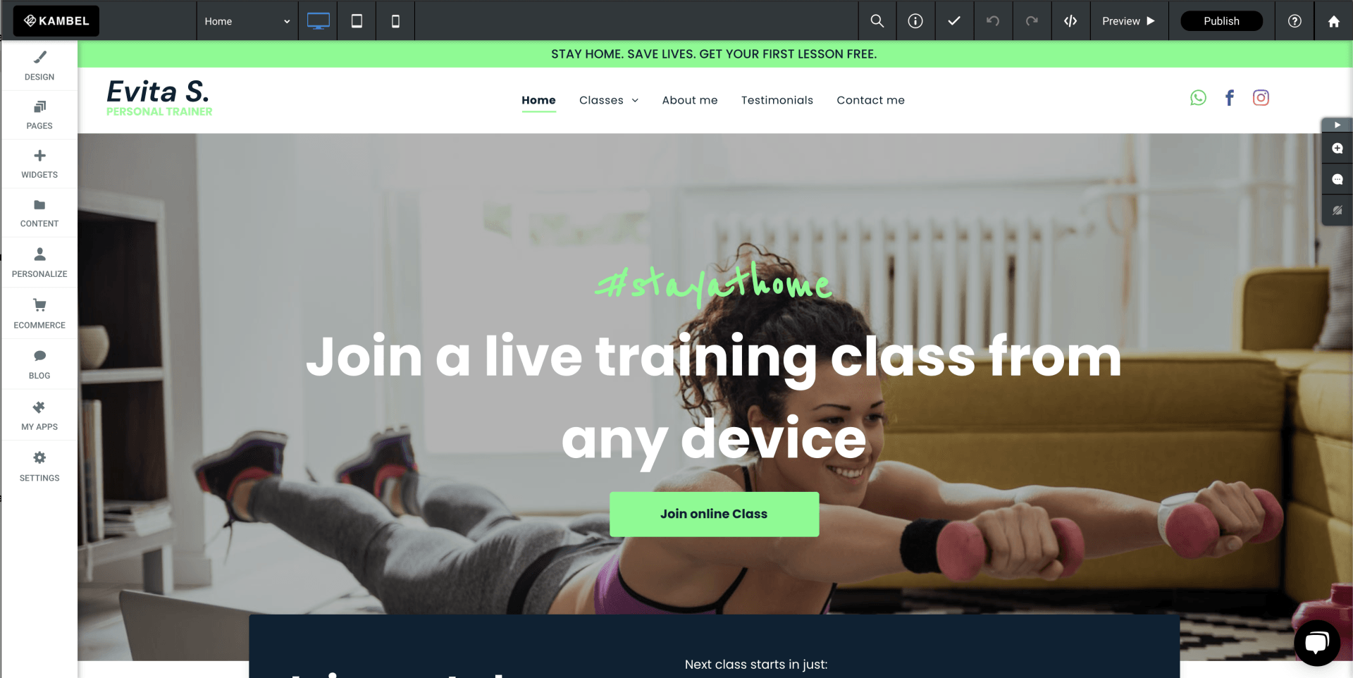 fitness website, class websites, KamBel