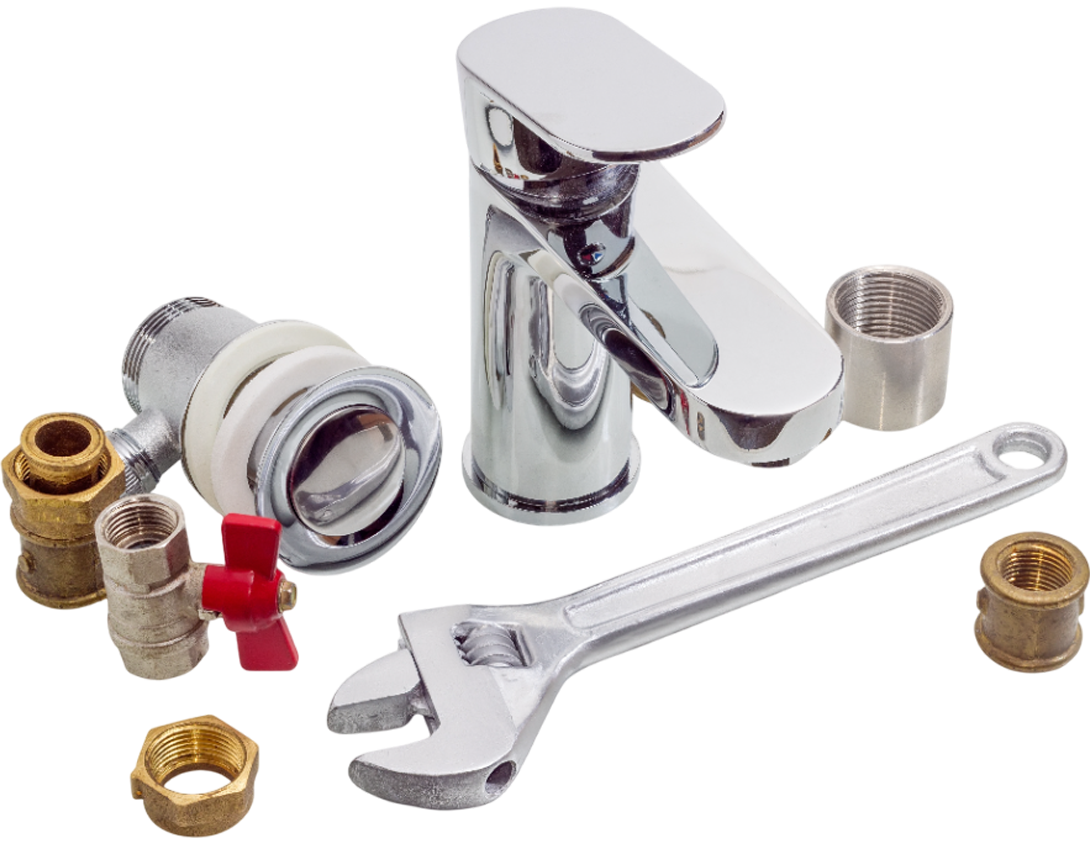 Chrome faucet and plumbing parts