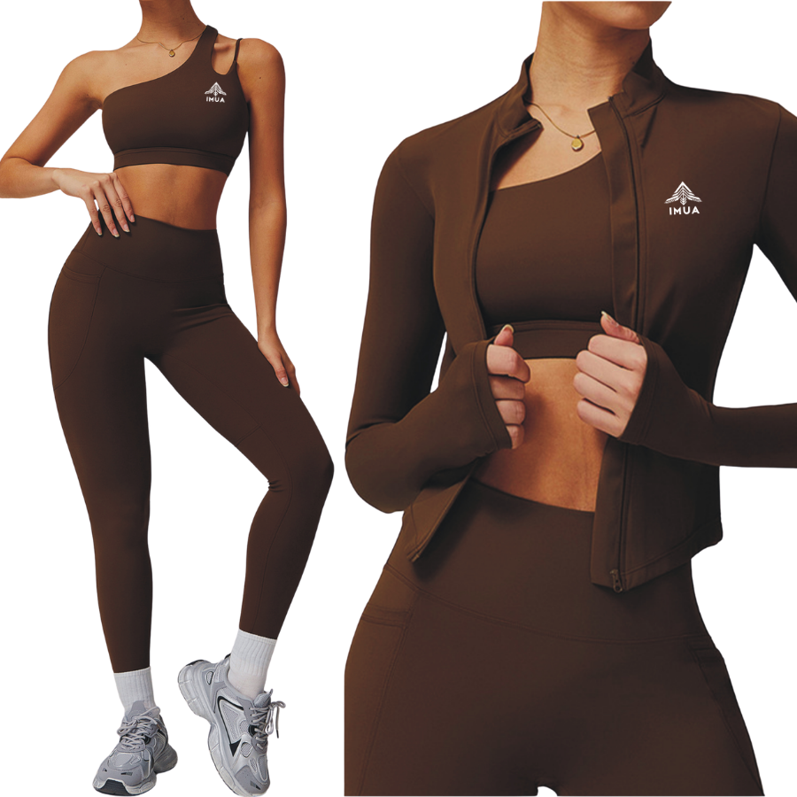 3 Piece One-Shoulder Legging Set with Pockets
