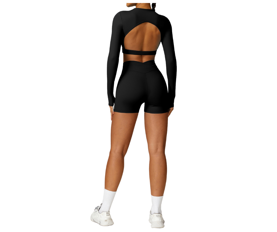 Long Sleeve Crop Top and High-Waisted Shorts