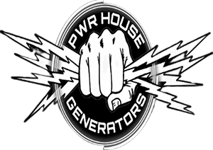 Logo: A clenched fist surrounded by lightning bolts, with the words "PWR HOUSE GENERATORS."