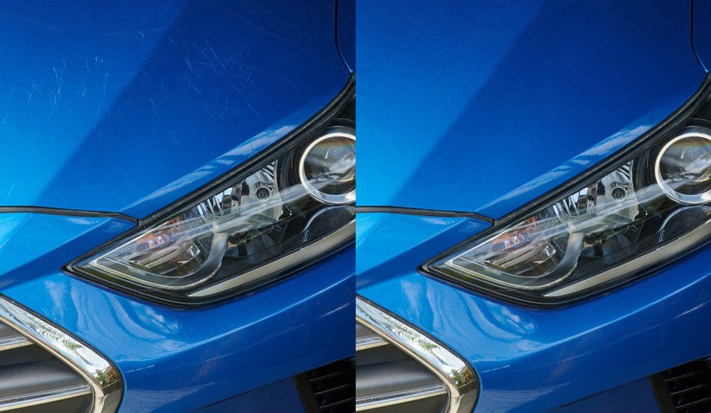 Before And After Scratches On Car Blue Paint — Car Body Repairs In Buderim, QLD