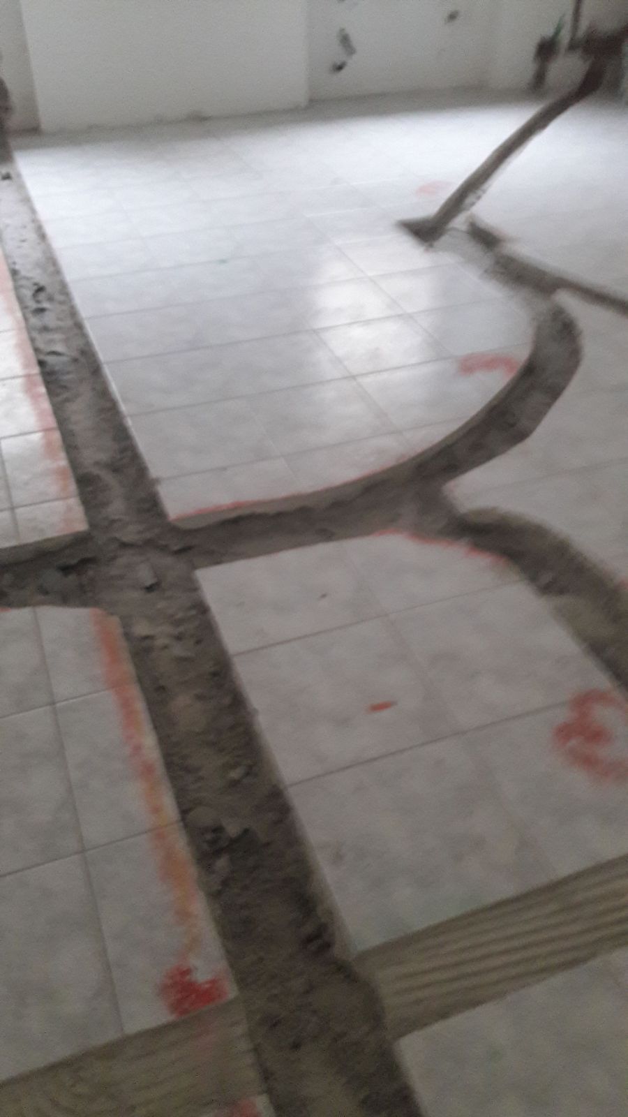 Un aspirapolvere viene utilizzato per pulire un pavimento piastrellato.