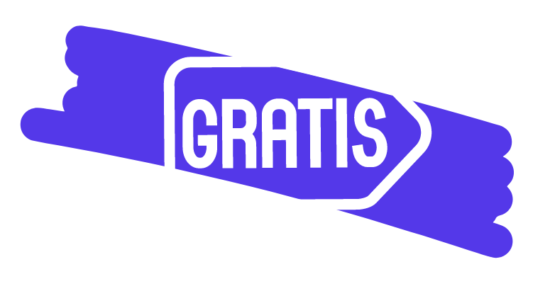 Un cartel azul con la palabra gratis