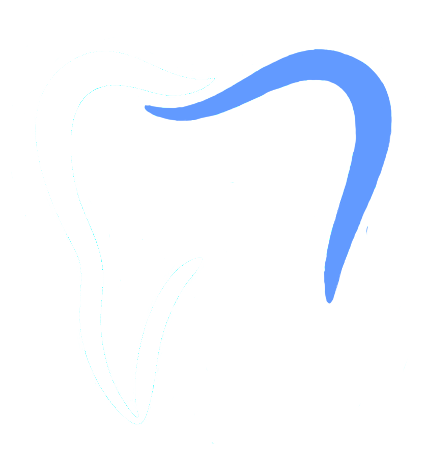 Tooth with blue highlighting on the top surface.