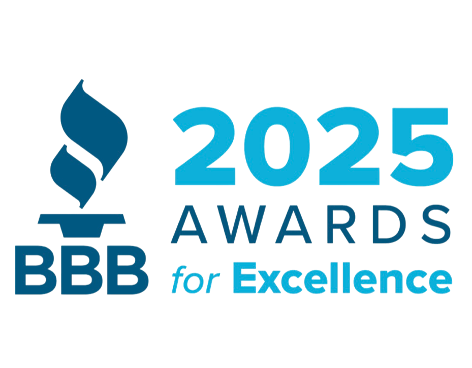 BBB 2025 Awards for Excellence logo. Features a blue flame icon,