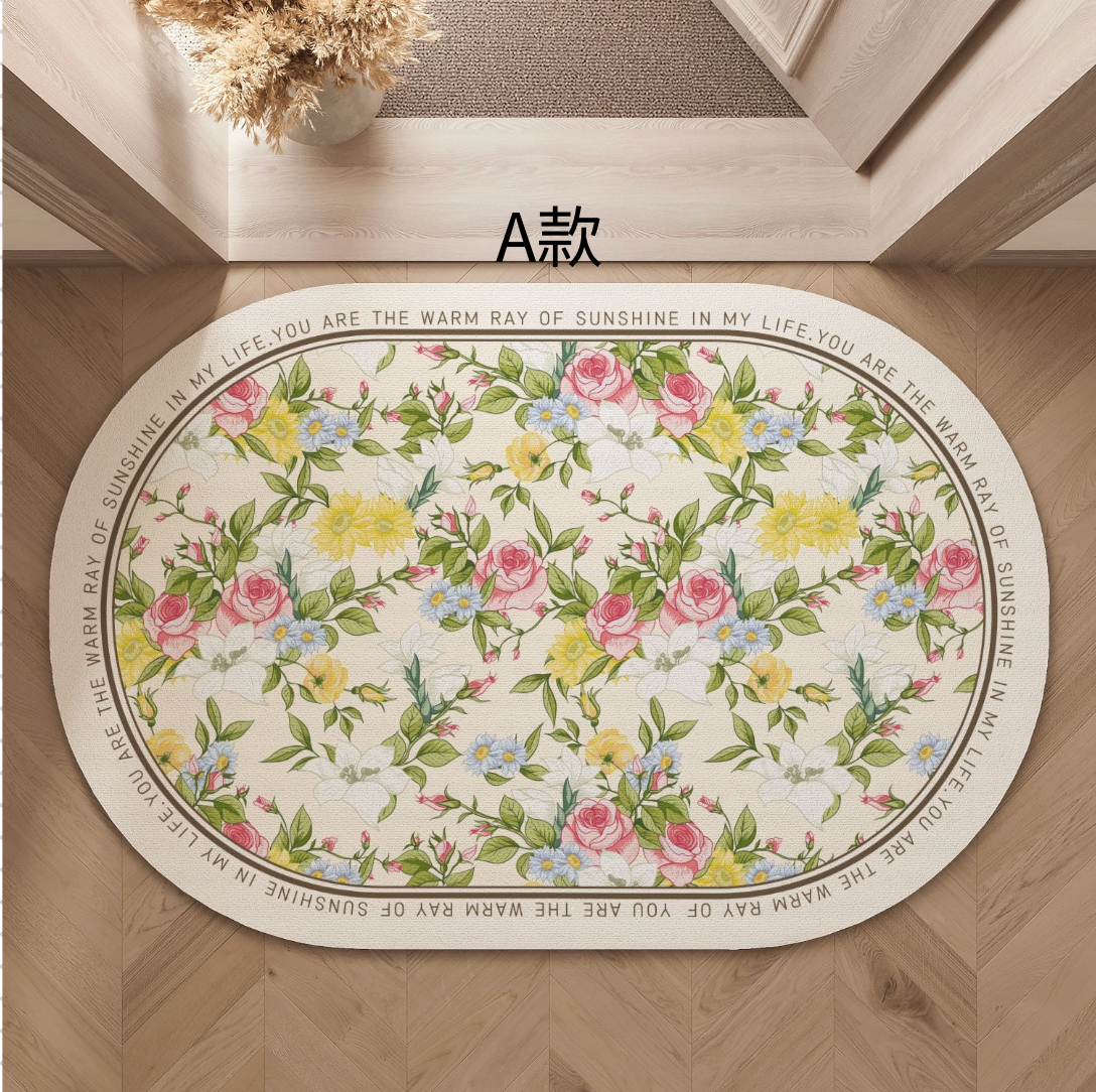 美式油畫花卉硅藻泥地墊｜高顏值居家必備｜吸水防滑款