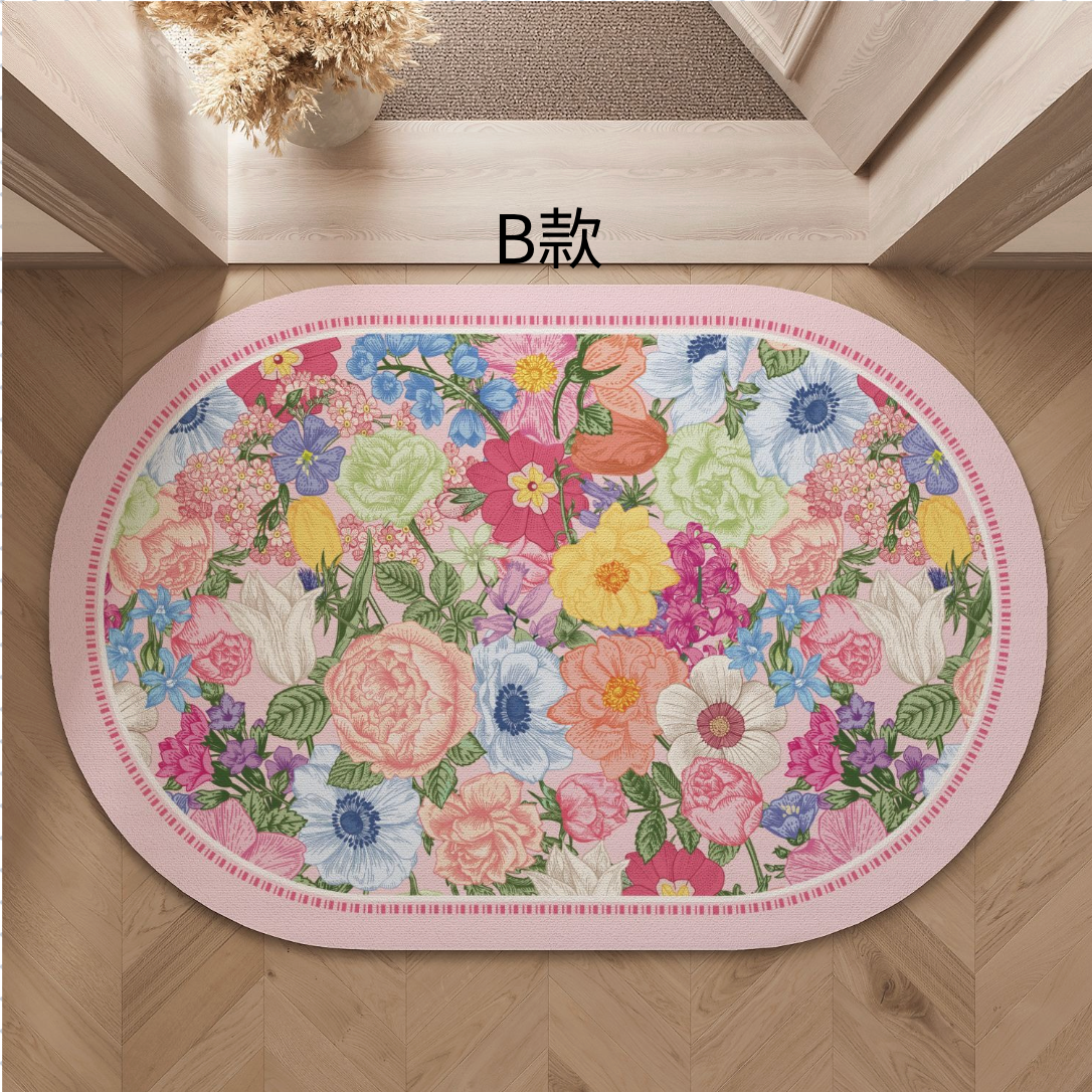 美式油畫花卉硅藻泥地墊｜高顏值居家必備｜吸水防滑款