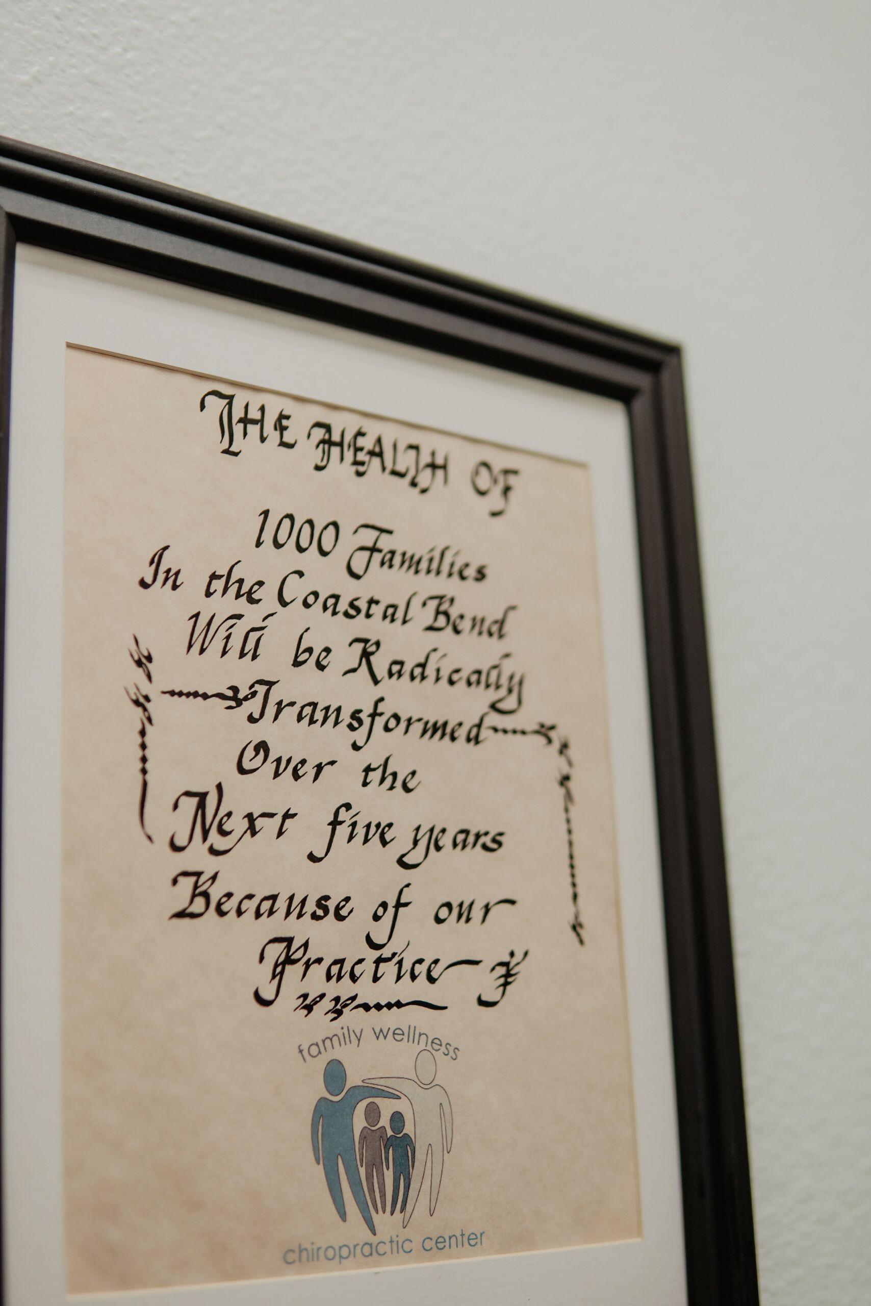 The health of 1000 families in the coastal bend will be radically transformed over the next five years because of our practice