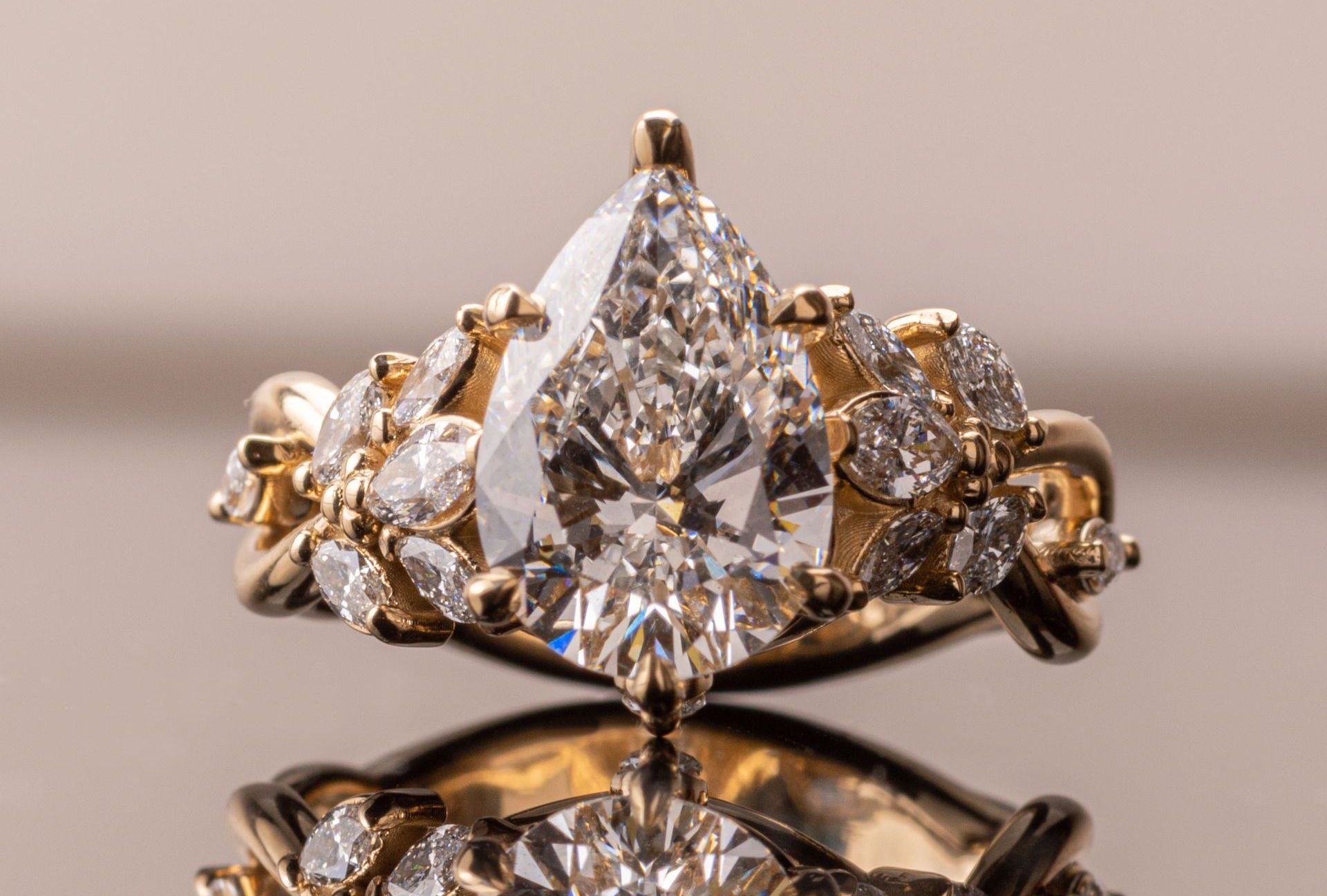 Closeup of a Gold Ring with Diamonds — Hanover, PA — Ashley Lauren Custom Jewelers