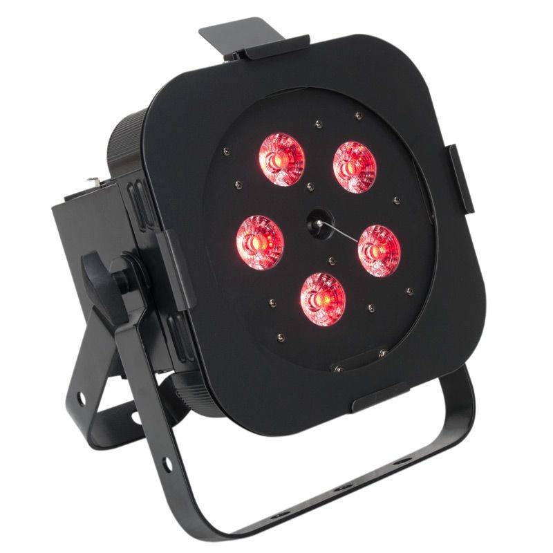 Black LED stage light emitting red light.