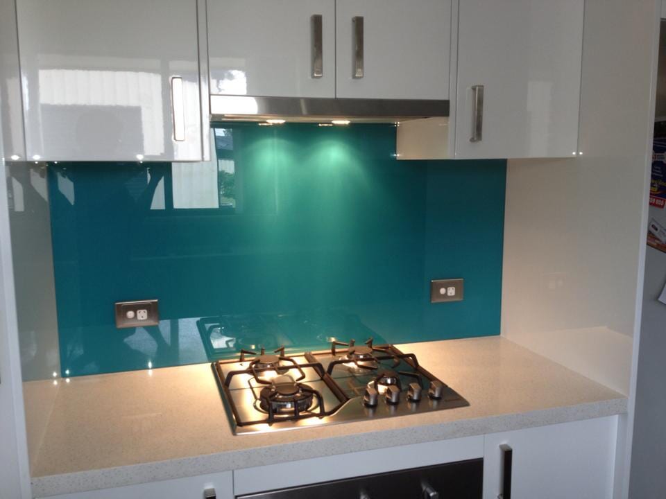 Teal Painted Splashback — Splashbacks in Cessnock, NSW