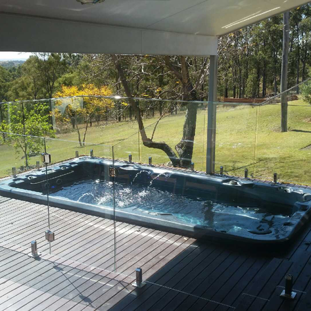 Glass fencing for an above ground fibreglass swimming pool in Mayfield, NSW
