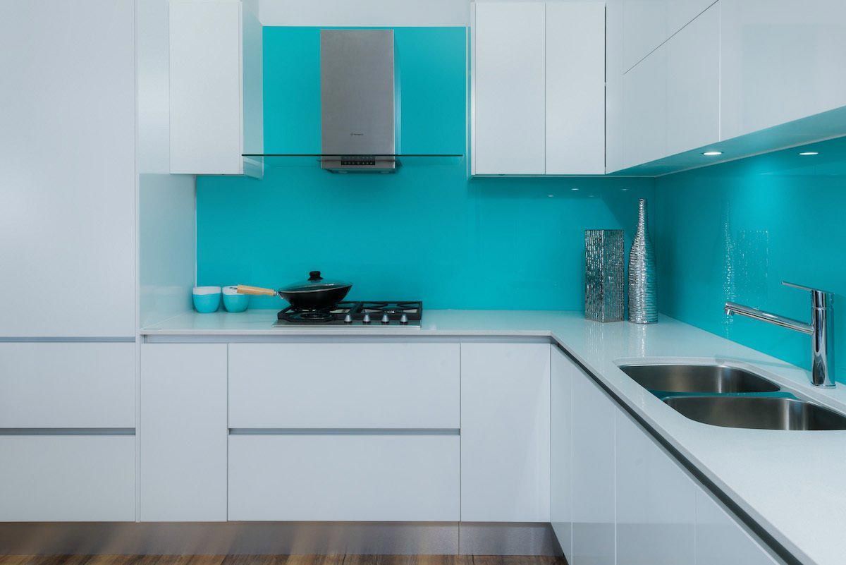 Teal Glass Splashback