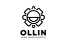Black and white logo: Stylized sun symbol above "OLLIN HOME IMPROVEMENTS!" text.