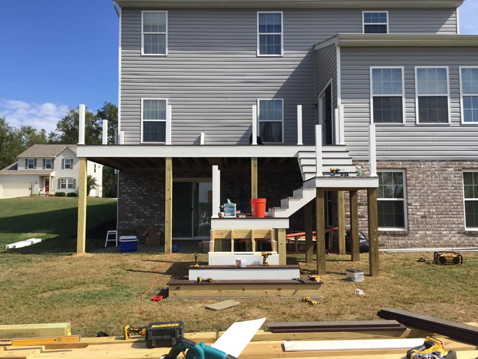 In Progress Deck Construction Gray House — Greensburg, PA — Pevarnik Construction