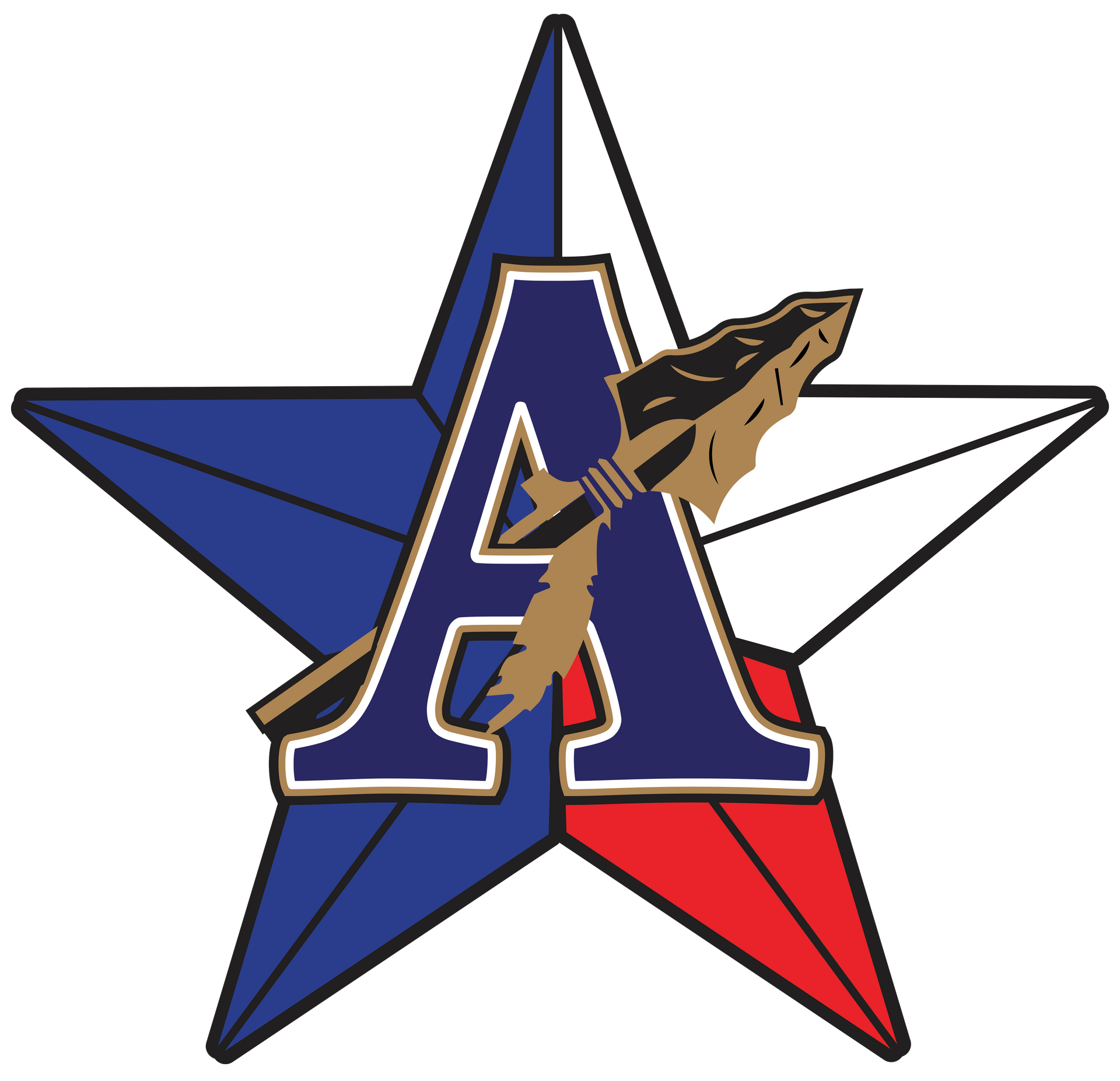 Blue and red star with a navy 