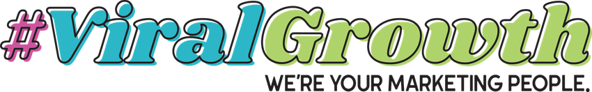 Logo for Viral Growth, a marketing agency, in teal and green text, with the tagline