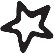 Black, outlined, five-pointed star with a wavy, hand-drawn appearance.