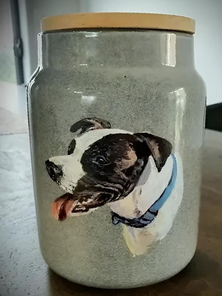A Jar With A Picture Of A Dog On It — Angels for Pets In Tanby, QLD