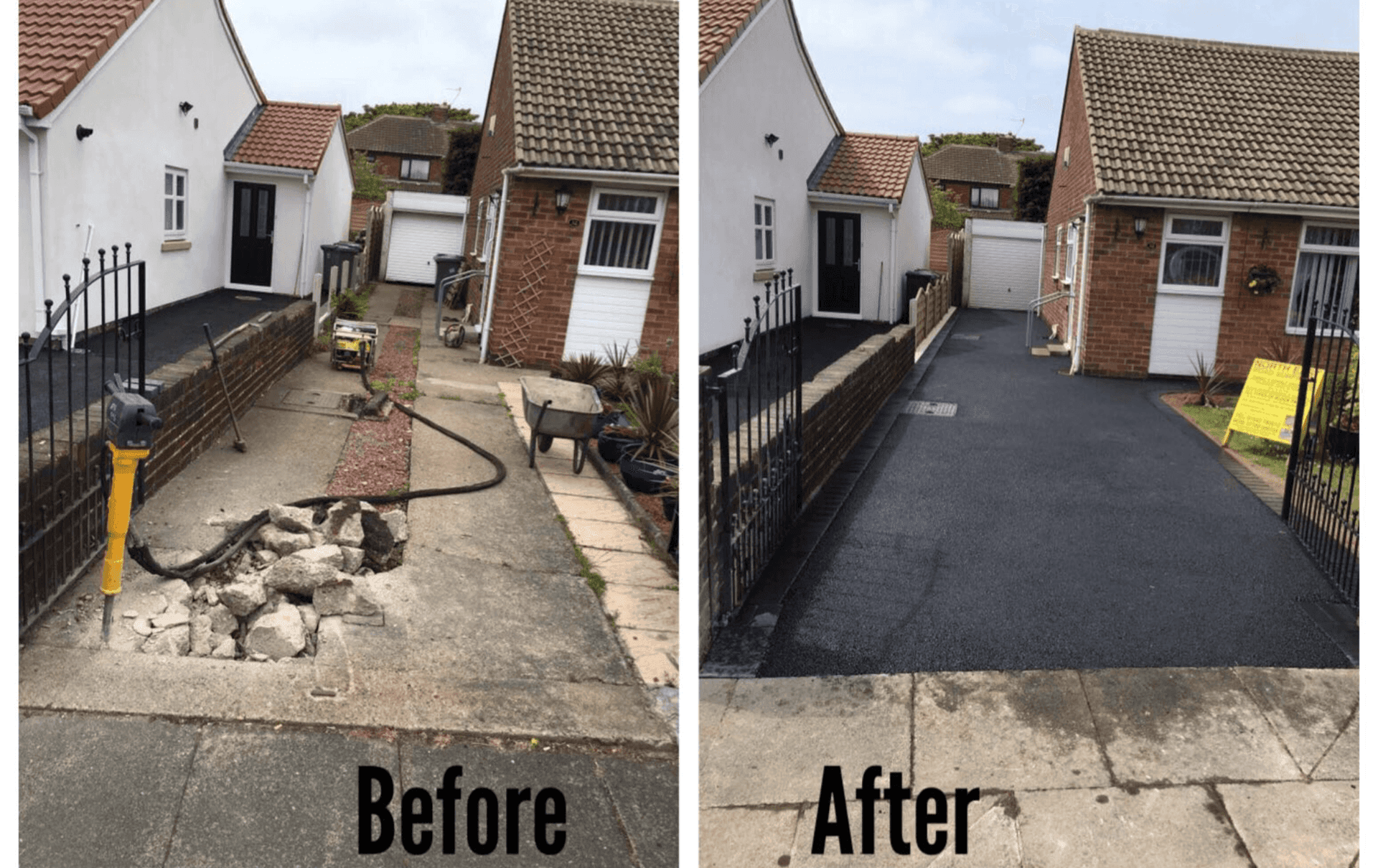 before and after driveway laying