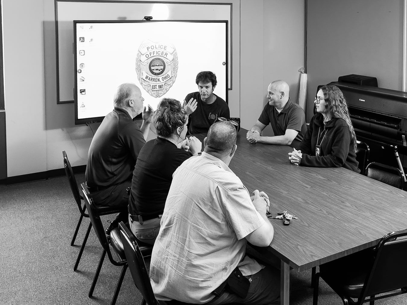 B-Roll film discussion with the City of Warren, Ohio, police department staff