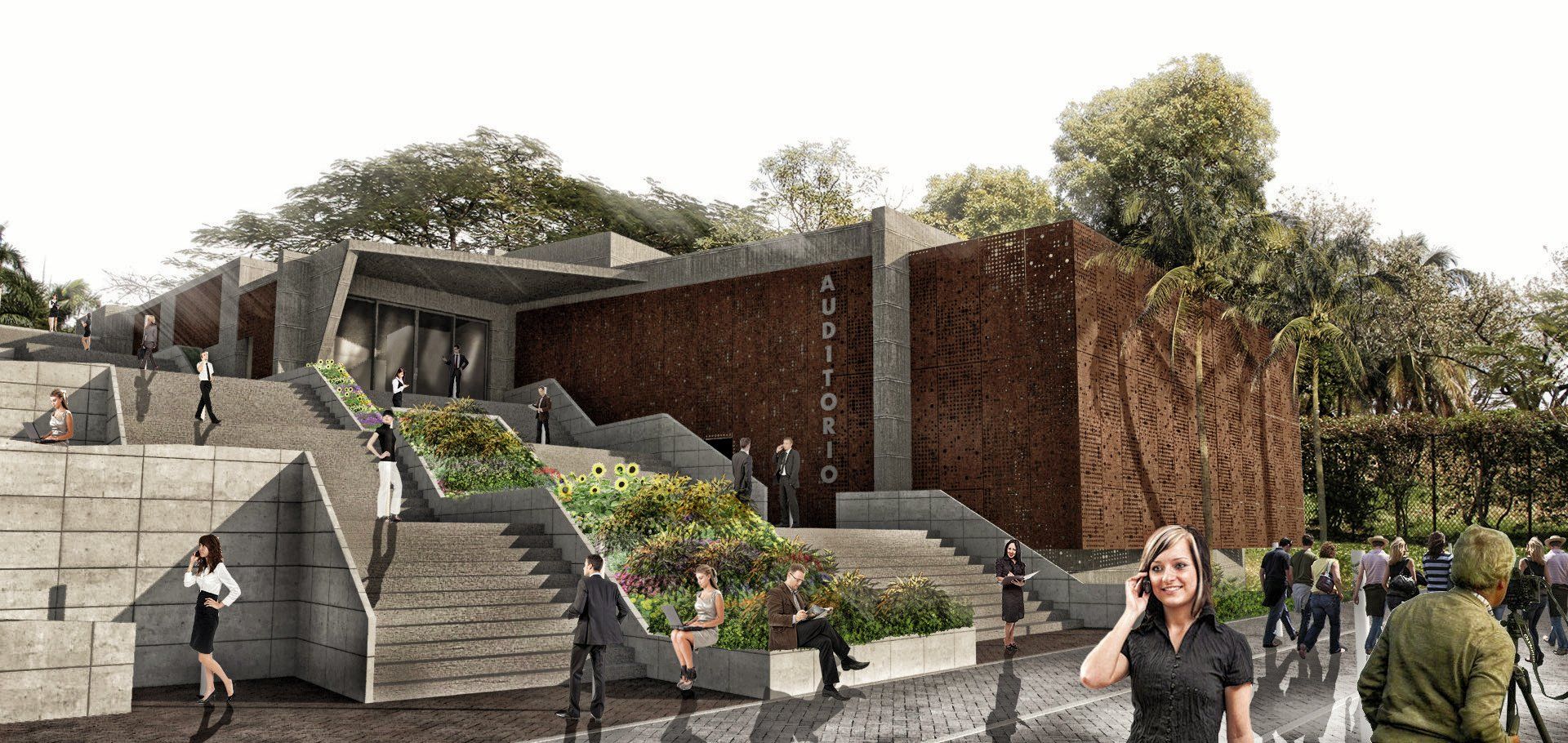 Una mujer habla por un teléfono celular frente a un edificio.