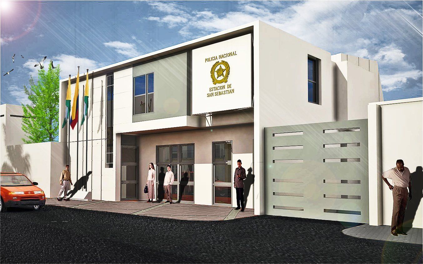 La impresión de un artista de un edificio con gente parada afuera