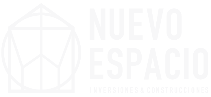 Un logo para una empresa llamada nuevo espacio , que es una empresa constructora.