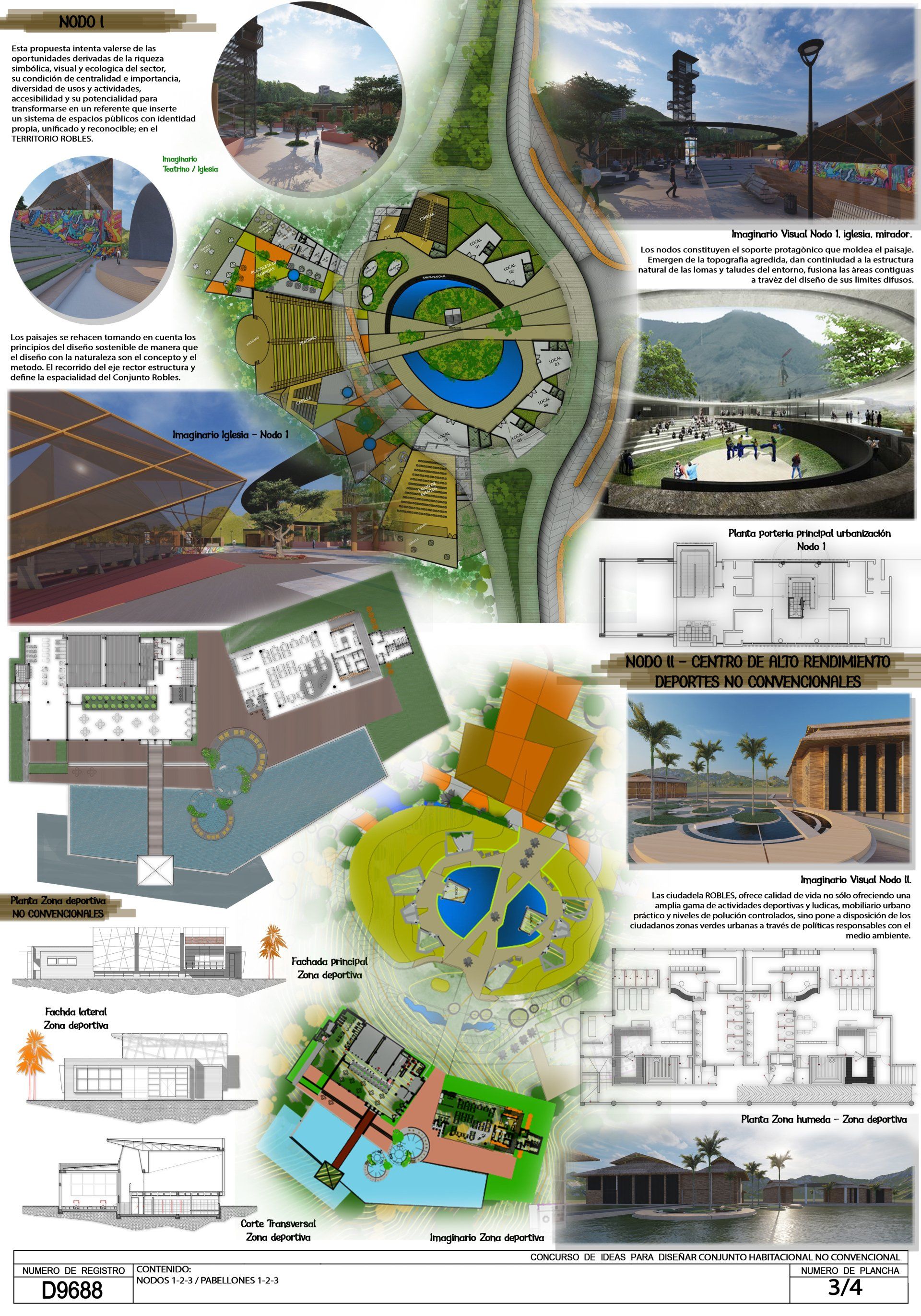 Un cartel con muchas fotografías y dibujos de un parque.