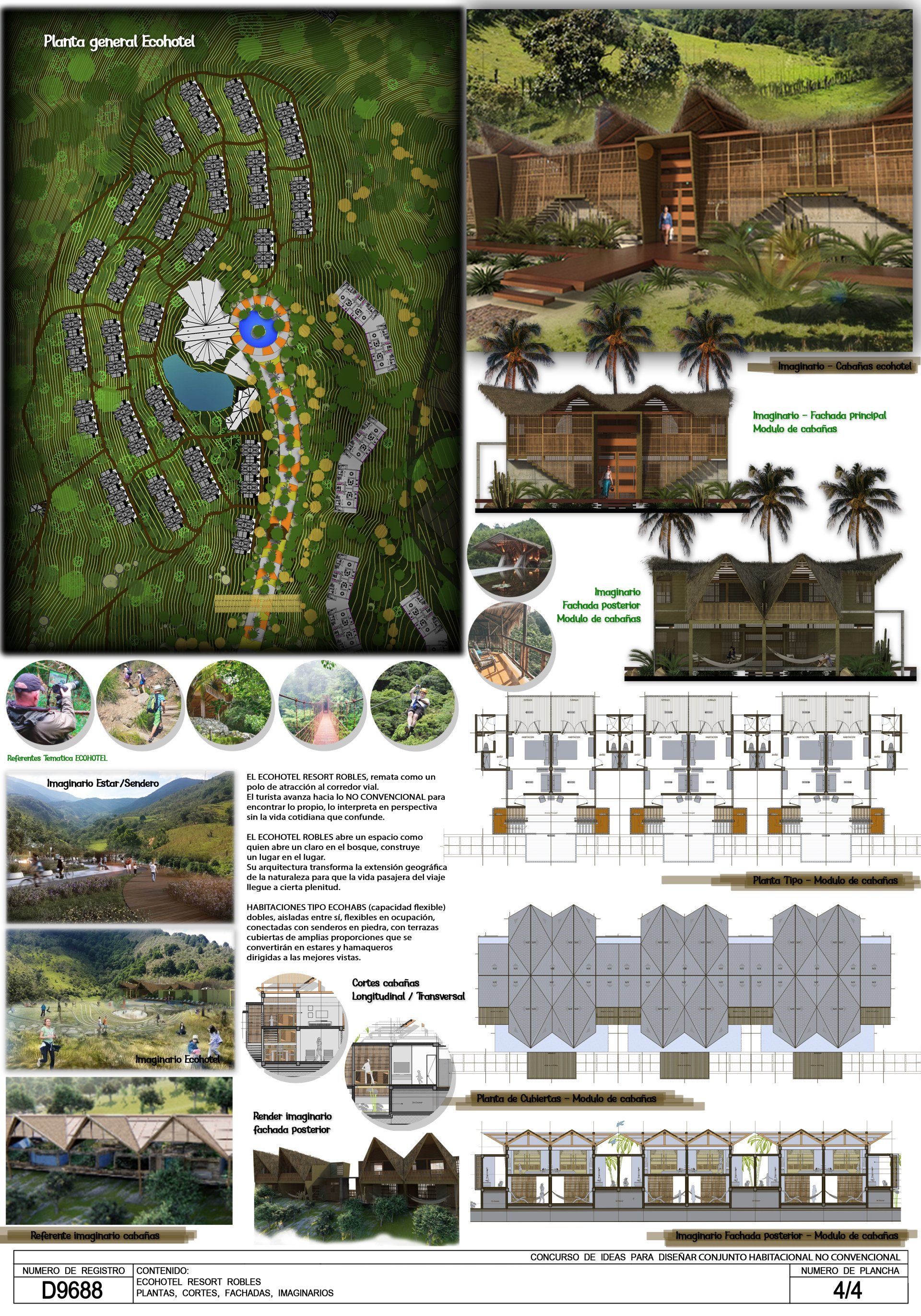 Un collage de imágenes y dibujos de una casa en medio de un bosque.