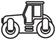 Black outline icon of a tractor on a white background