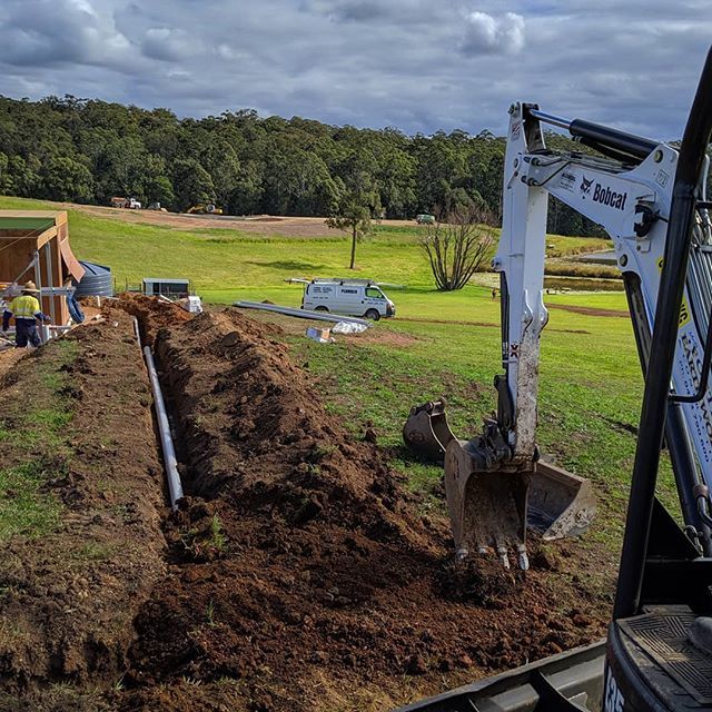 Excavator Digging for Pipe — Earthmoving Services in Eungai Creek, NSW