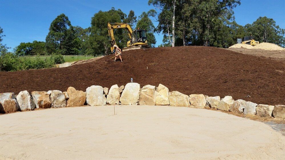 Excavator and Woman — Earthmoving Services  in Eungai Creek, NSW