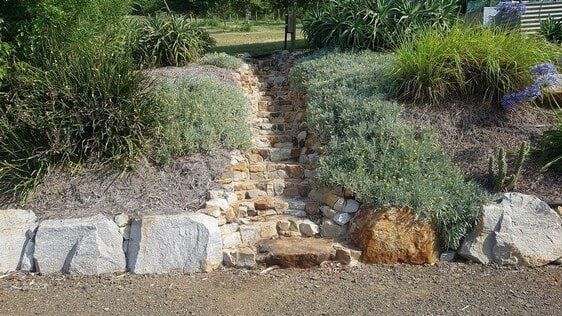 Stair with Stones — Earthmoving Services  in Eungai Creek, NSW