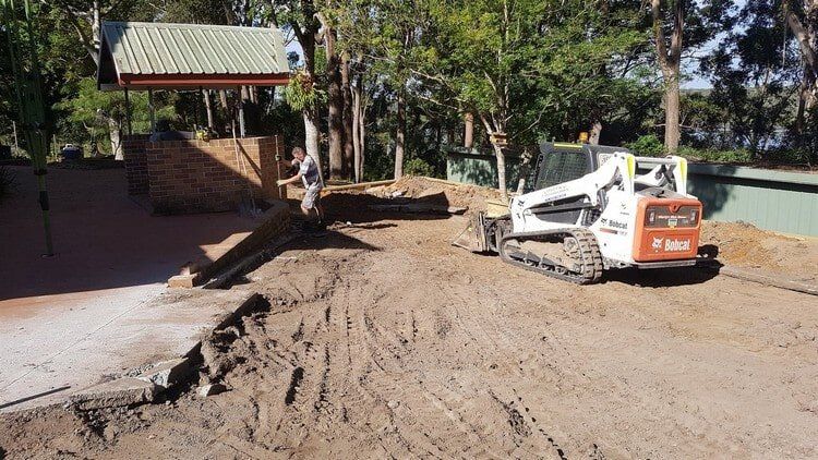 White Excavator — Earthmoving Services  in Eungai Creek, NSW