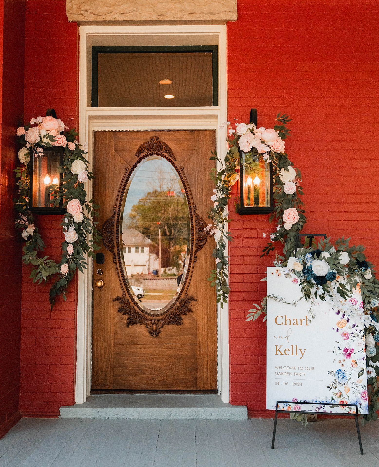 Welcoming sign for engagement party