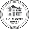 A black and white logo for e.o. manees house.