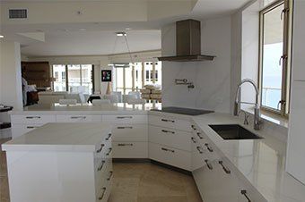 Luxury Kitchen Cabinetry, White High Gloss Lacquer, Miami Beach