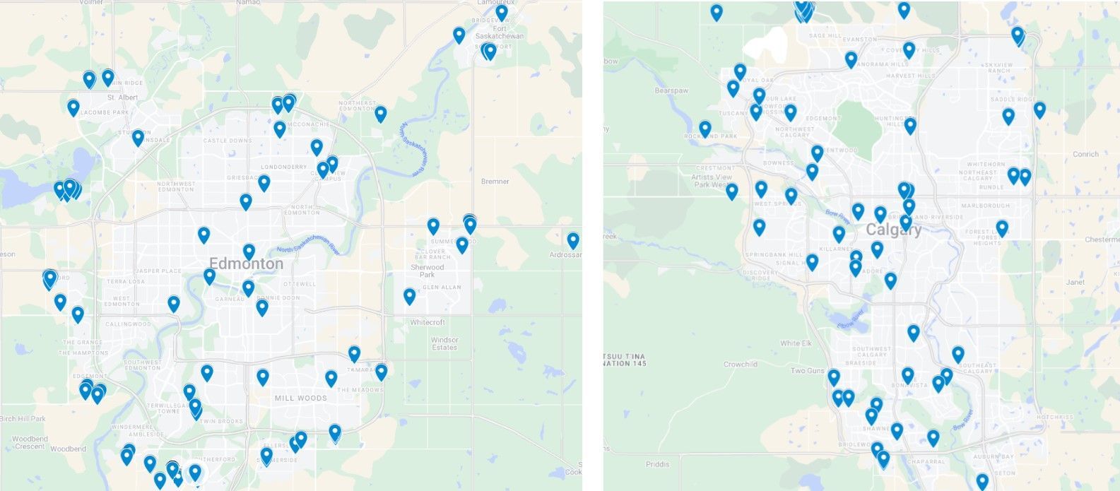 XMP Construction: Map of completed projects in Alberta
