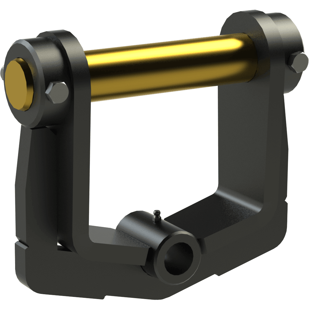 A close up of a metal object on a white background.