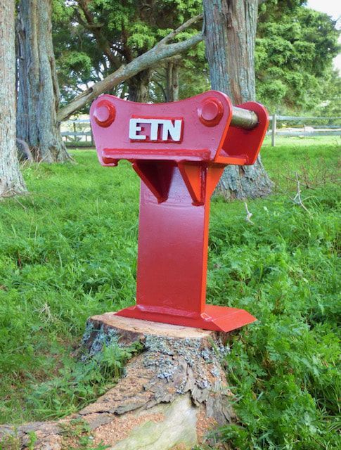 A red object with the word etn on it