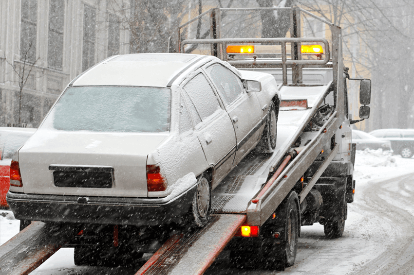 vehicle recovery during snowfall