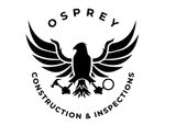 A black and white logo for Osprey Construction and Inspections