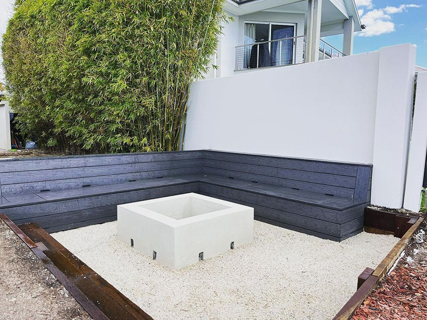 There is a Fire Pit in the Middle of the Patio — HMJ Landscapes in Broadbeach, QLD