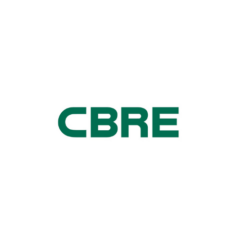 The cbre logo is green and white on a white background.